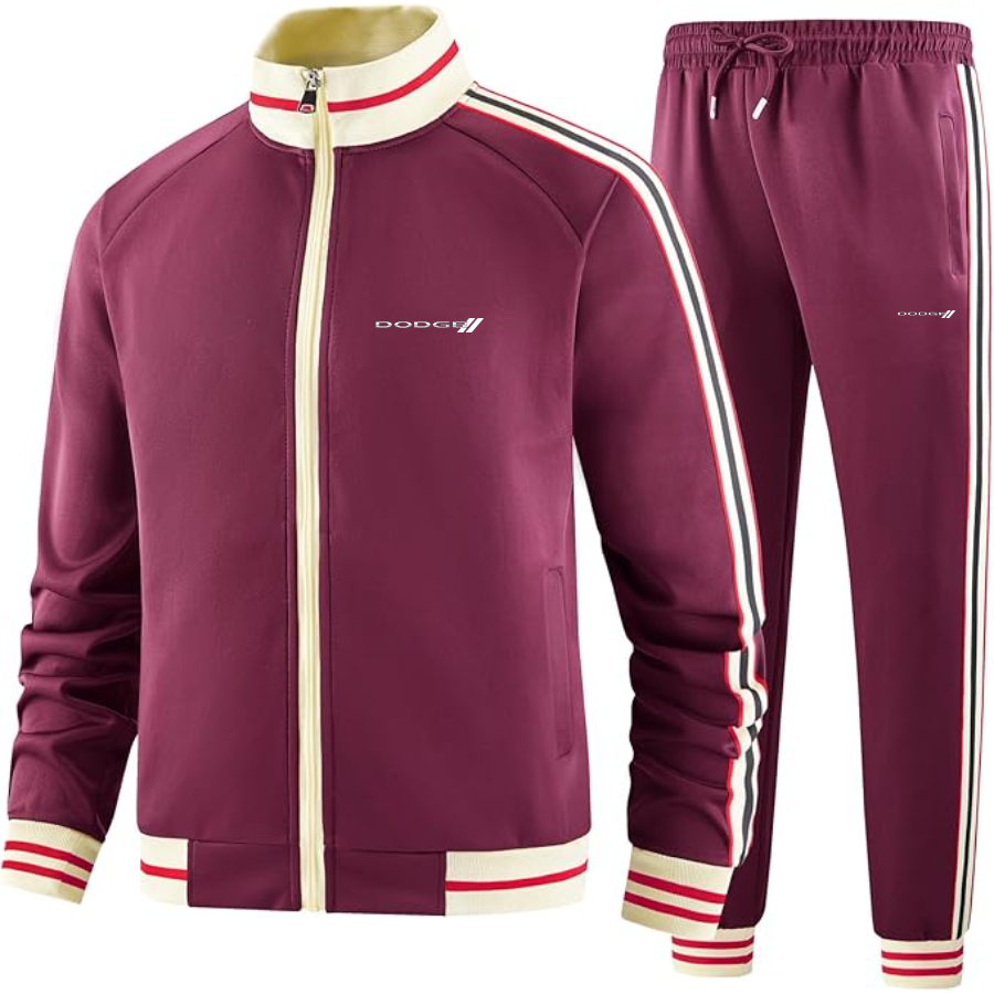 Men's Dodge Car  Tracksuit with Bold Striped Accents and Zippered Front
